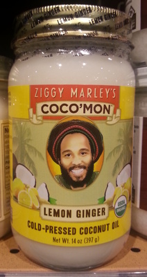 Ziggy marley's, coco' mon, cold-pressed coconut oil, lemon ginger