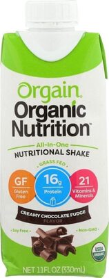 organic nutrition grass-fed protein shake creamy chocolate fudge flavored