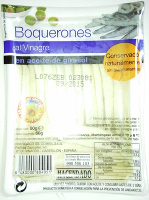 Boquerones al vinagre en aceite de girasol