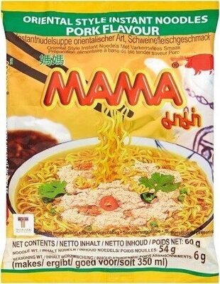 Oriental style instant noodles, artificial pork flavour