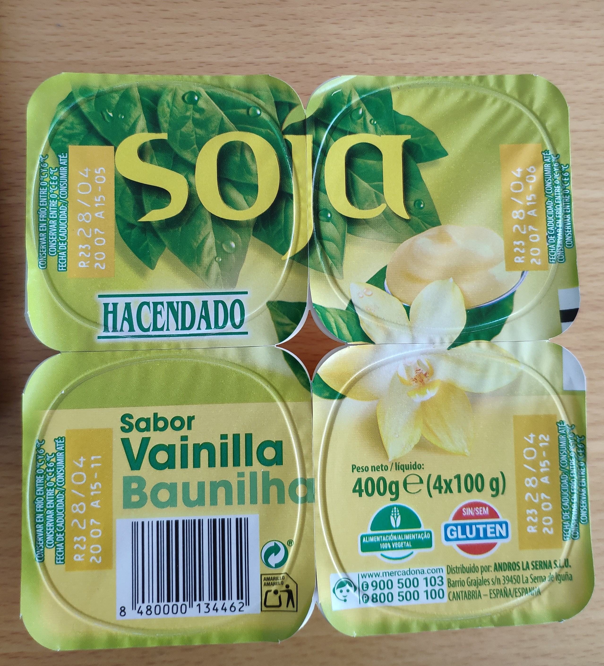 Yogur de soja sabor vainilla