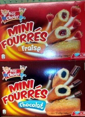 Mini fourré fraise ou chocolat