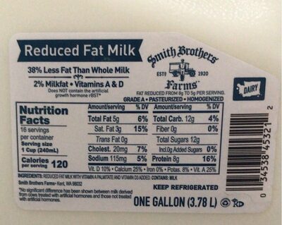 Reduced Fat Milk