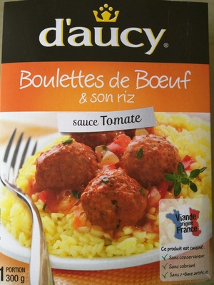 Riz, sauce à la tomate et boulettes de bœuf