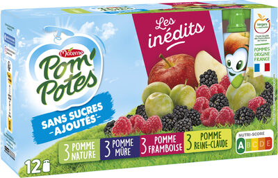 POM'POTES Compotes Gourdes Multivariétés Les Inédits 12x90g