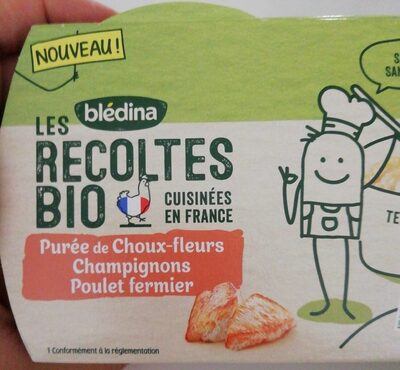 BLEDINA LES RECOLTES BIO Purée Choux-fleurs Champignons Poulet Fermier 2x200g Dès 8 Mois