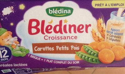 BLEDINA BLEDINER BRIQUES Carottes petits pois 2X250 ML Dès 12 mois