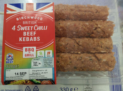 Sweet chilli beef kebabs