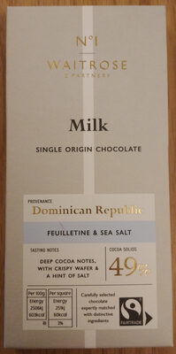Milk chocolate with feulletine wafer and sea salt