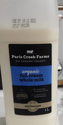 Organic full cream whole milk