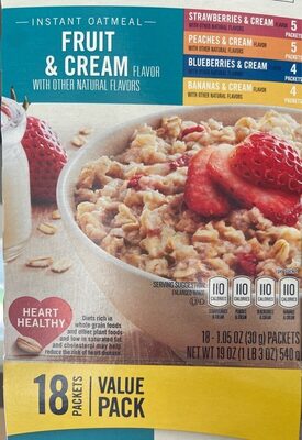 Quaker instant oatmeal fruit & cream variety pack