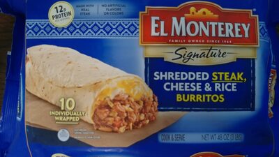 Shredded Steak, Cheese & Rice Burritos