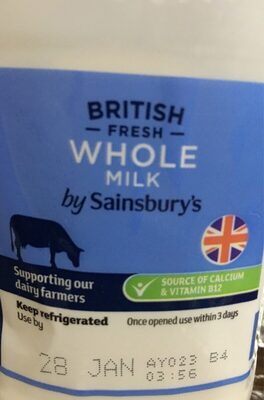 Whole 3.7% Fat Milk