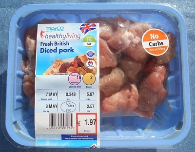 Tesco Fresh Diced Pork Topside 500G