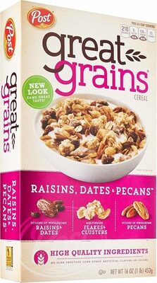 great grains raisins, dates & pecans cereal