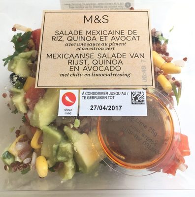 Salade à la Mexicaine au Maïs doux, Poivrons, Riz et Avocat